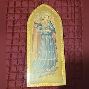 NWOT Wooden Angel Wall Art with Gold Frame From the Vatican
